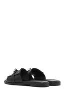 Women's Black Buckle Leather Slippers | Derimod Women's Black Buckle Leather Slippers | Derimod