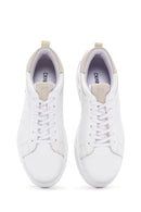 Erkek Beyaz Bağcıklı Deri Sneaker | Derimod Erkek Beyaz Bağcıklı Deri Sneaker | Derimod