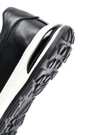 Men's Black Lace-up Thick-Sole Leather Sneaker | Derimod Men's Black Lace-up Thick-Sole Leather Sneaker | Derimod
