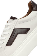 Men's White Lace-up Thick-Sole Leather Sneaker | Derimod Men's White Lace-up Thick-Sole Leather Sneaker | Derimod