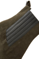 Women's Khaki Suede Leather Heeled Chelsea Boots | Derimod Women's Khaki Suede Leather Heeled Chelsea Boots | Derimod