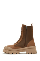 Women's Tan Zippered Leather Boots | Derimod Women's Tan Zippered Leather Boots | Derimod