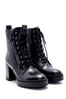 Women's Leather Zipper Detailed Heeled Boots | Derimod Women's Leather Zipper Detailed Heeled Boots | Derimod