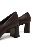 Derimod Flex Women Brown Thick Heeled Leather Shoes | Derimod Derimod Flex Women Brown Thick Heeled Leather Shoes | Derimod