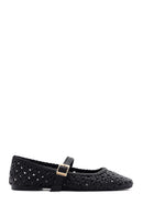 Women's Black Buckled Braided Ballerinas | Derimod Women's Black Buckled Braided Ballerinas | Derimod