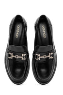 Women's Black Buckle Detailed Leather Masculine Loafer | Derimod Women's Black Buckle Detailed Leather Masculine Loafer | Derimod