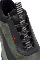Erkek Yeşil Bağcıklı Nubuk Deri Sneaker | Derimod Erkek Yeşil Bağcıklı Nubuk Deri Sneaker | Derimod