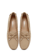 Kadın Bej Fiyonklu Deri Loafer | Derimod Kadın Bej Fiyonklu Deri Loafer | Derimod