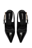 Woman Black Patent Leather Open Back High Thin Heel Leather Shoe | Derimod Woman Black Patent Leather Open Back High Thin Heel Leather Shoe | Derimod