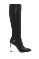 Women's Black Zippered Thick Heel Leather Boots | Derimod Women's Black Zippered Thick Heel Leather Boots | Derimod