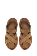 Woman Taba Süet Leather Sandalet | Derimod Woman Taba Süet Leather Sandalet | Derimod