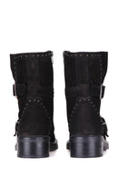 Women's Suede Boots with Stud and Buckle Detail | Derimod Women's Suede Boots with Stud and Buckle Detail | Derimod