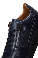 Men's Navy Blue Leather Sneaker | Derimod Men's Navy Blue Leather Sneaker | Derimod