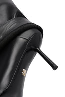 Women's Black Buckled Thin Heeled Leather Boot | Derimod Women's Black Buckled Thin Heeled Leather Boot | Derimod