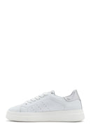 Woman White Lace-Up Leather Sneaker | Derimod Woman White Lace-Up Leather Sneaker | Derimod