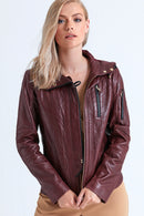 Belair Women's Leather Jacket | Derimod Belair Women's Leather Jacket | Derimod