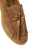 Women's Tan Tassel Suede Leather Loafer | Derimod Women's Tan Tassel Suede Leather Loafer | Derimod