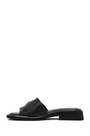 Women's Black Buckle Leather Slippers | Derimod Women's Black Buckle Leather Slippers | Derimod