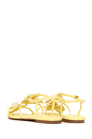 Woman Yellow Ankle-Buckle Floral Sandal | Derimod Woman Yellow Ankle-Buckle Floral Sandal | Derimod