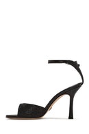 Women's Black Ankle Strap Stoned Leather Thin High Heel Shoes | Derimod Women's Black Ankle Strap Stoned Leather Thin High Heel Shoes | Derimod
