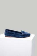 Blue Suede Women's Leather Loafer | Derimod Blue Suede Women's Leather Loafer | Derimod