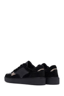 Woman Black Laced Leather Sneakers | Derimod Woman Black Laced Leather Sneakers | Derimod