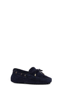Women's Navy Blue Tassel Suede Leather Loafer | Derimod Women's Navy Blue Tassel Suede Leather Loafer | Derimod