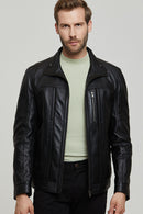 Bruno Men's Black Leather Jacket | Derimod Bruno Men's Black Leather Jacket | Derimod