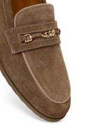 Kadın Vizon Tokalı Süet Deri Maskülen Loafer | Derimod Kadın Vizon Tokalı Süet Deri Maskülen Loafer | Derimod