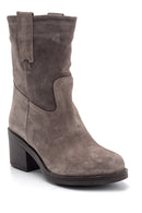 Women's Suede Leather Heeled Boots | Derimod Women's Suede Leather Heeled Boots | Derimod