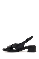 Women's Black Ankle Buckle Low Heel Leather Sandals | Derimod Women's Black Ankle Buckle Low Heel Leather Sandals | Derimod