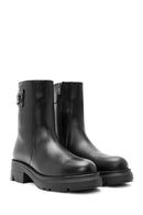 Women's Black Zippered Leather Boots | Derimod Women's Black Zippered Leather Boots | Derimod