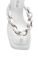 Women's White Braided Flip Flops Heeled Slippers | Derimod Women's White Braided Flip Flops Heeled Slippers | Derimod