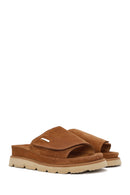Women's Tan Suede Leather Slippers | Derimod Women's Tan Suede Leather Slippers | Derimod