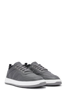 Erkek Gri Bağcıklı Deri Sneaker | Derimod Erkek Gri Bağcıklı Deri Sneaker | Derimod