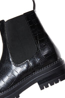 Women's Black Crocodile Chelsea Boots | Derimod Women's Black Crocodile Chelsea Boots | Derimod