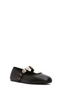 Women's Black Buckle Leather Ballerinas | Derimod Women's Black Buckle Leather Ballerinas | Derimod