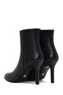 Women's Black Zippered High Thin Heel Leather Boot | Derimod Women's Black Zippered High Thin Heel Leather Boot | Derimod