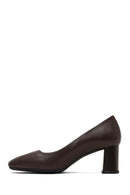 Derimod Flex Women Brown Thick Heeled Leather Shoes | Derimod Derimod Flex Women Brown Thick Heeled Leather Shoes | Derimod