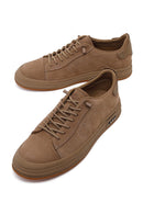 Erkek Vizon Bağcıklı Nubuk Deri Sneaker | Derimod Erkek Vizon Bağcıklı Nubuk Deri Sneaker | Derimod