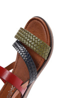 Women's Multicolored Ankle Strap Leather Bodrum Sandals | Derimod Women's Multicolored Ankle Strap Leather Bodrum Sandals | Derimod