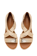 Women's Gold Chunky Metallic Leather Sandals | Derimod Women's Gold Chunky Metallic Leather Sandals | Derimod