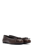 Woman Brown Patterned Leather Babet | Derimod Woman Brown Patterned Leather Babet | Derimod