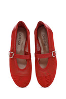 Women's Red Mesh Strappy Ballerinas | Derimod Women's Red Mesh Strappy Ballerinas | Derimod