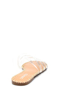 Women's White Transparent Banded Flat Slippers | Derimod Women's White Transparent Banded Flat Slippers | Derimod