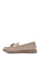 Kadın Vizon Püsküllü Deri Comfort Loafer | Derimod Kadın Vizon Püsküllü Deri Comfort Loafer | Derimod