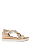 Women's Gold Chunky Metallic Leather Sandals | Derimod Women's Gold Chunky Metallic Leather Sandals | Derimod