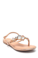 Women's Gold Stone Flat Sandals | Derimod Women's Gold Stone Flat Sandals | Derimod