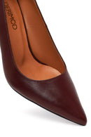 Women's Burgundy Thin Heeled Leather Stiletto | Derimod Women's Burgundy Thin Heeled Leather Stiletto | Derimod