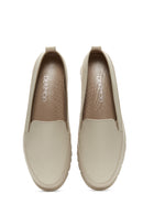 Kadın Bej Deri Comfort Loafer | Derimod Kadın Bej Deri Comfort Loafer | Derimod